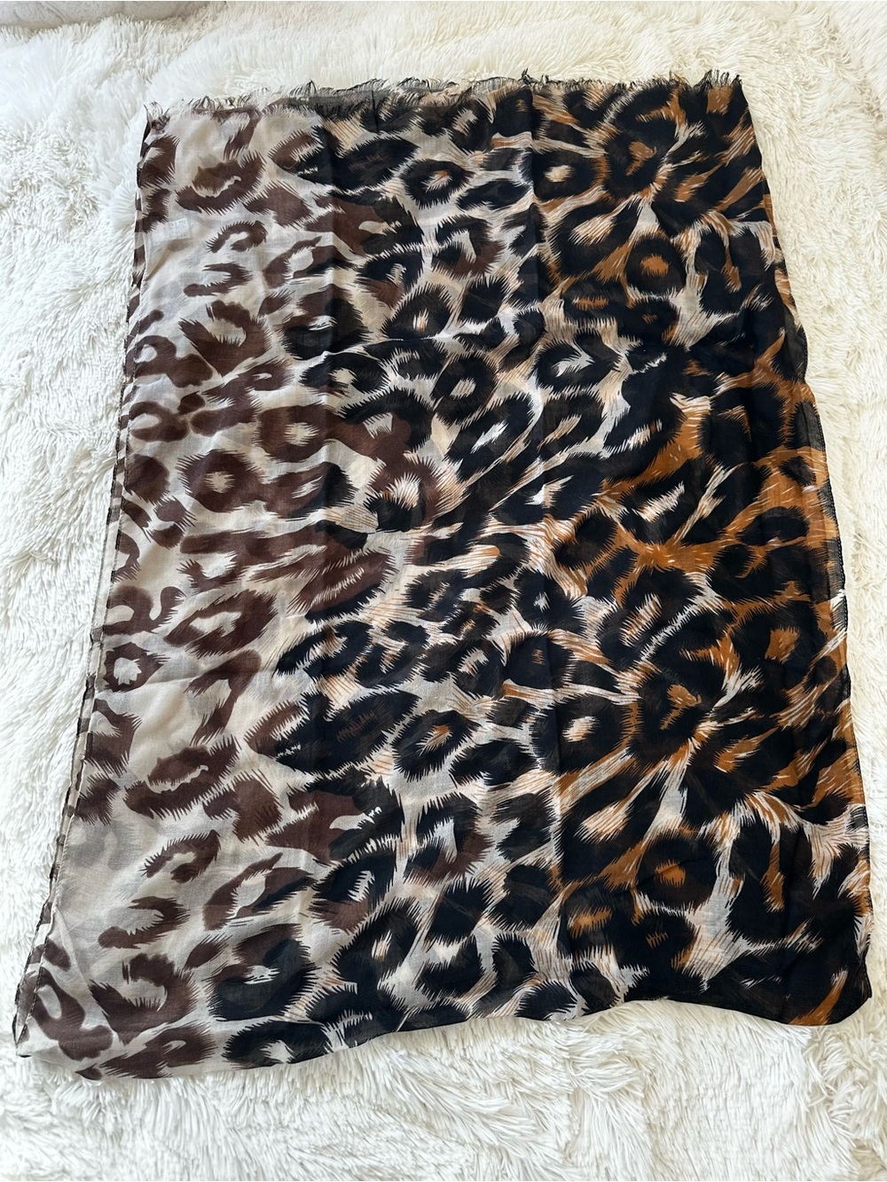Joan Rivers Classics Collection Leopard Print Scarf Black Brown Cream NWT